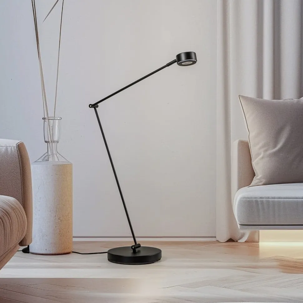 Lindby gulvlampe Jyla, sort, 4000K, GX53, jern