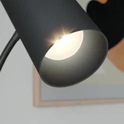 Lindby gulvlampe Karoli, sort, 156 cm, metal, fleksibel arm