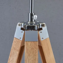 Lindby gulvlampe Katie, 162 cm, hvid, tekstil, træ, stativ