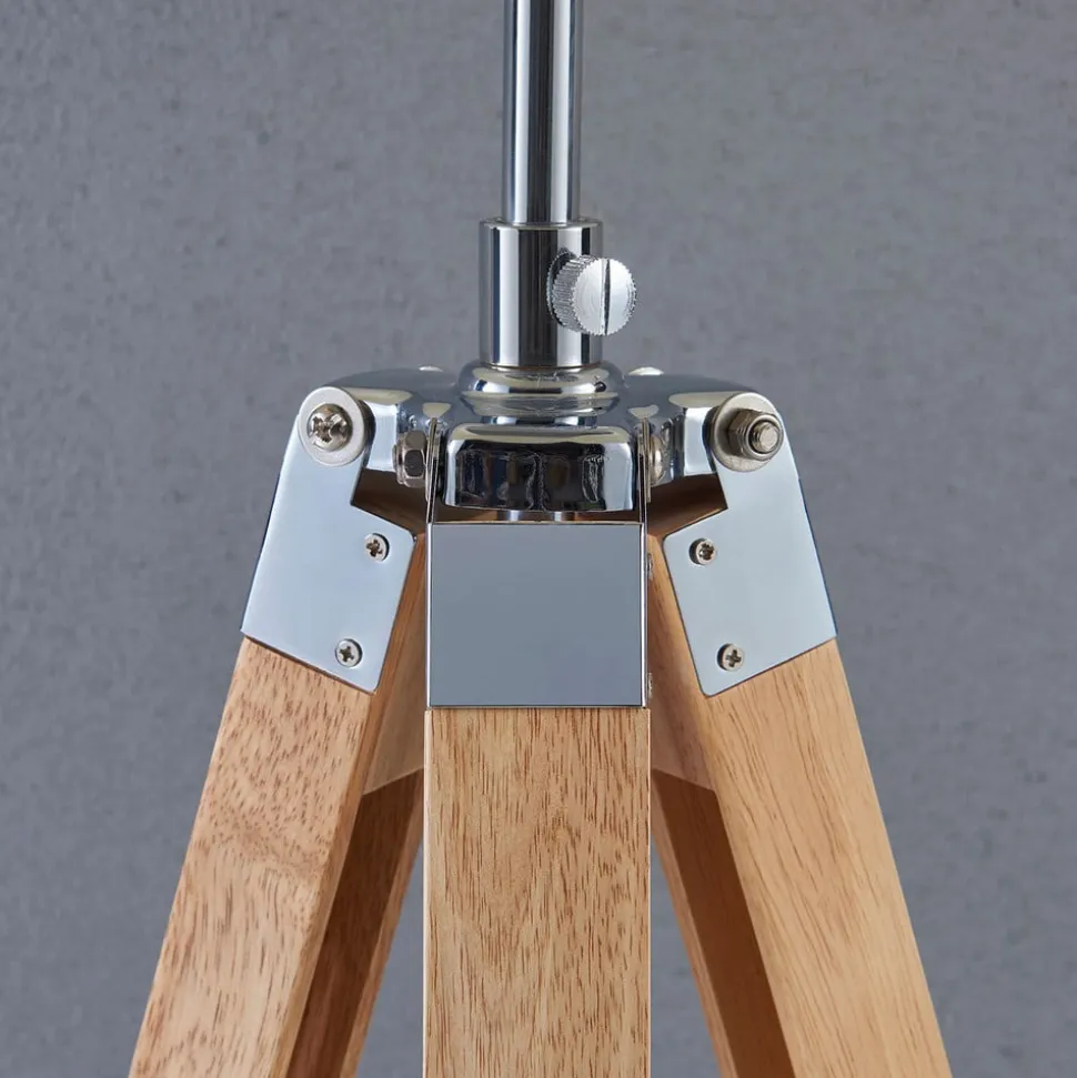 Lindby gulvlampe Katie, 162 cm, hvid, tekstil, træ, stativ
