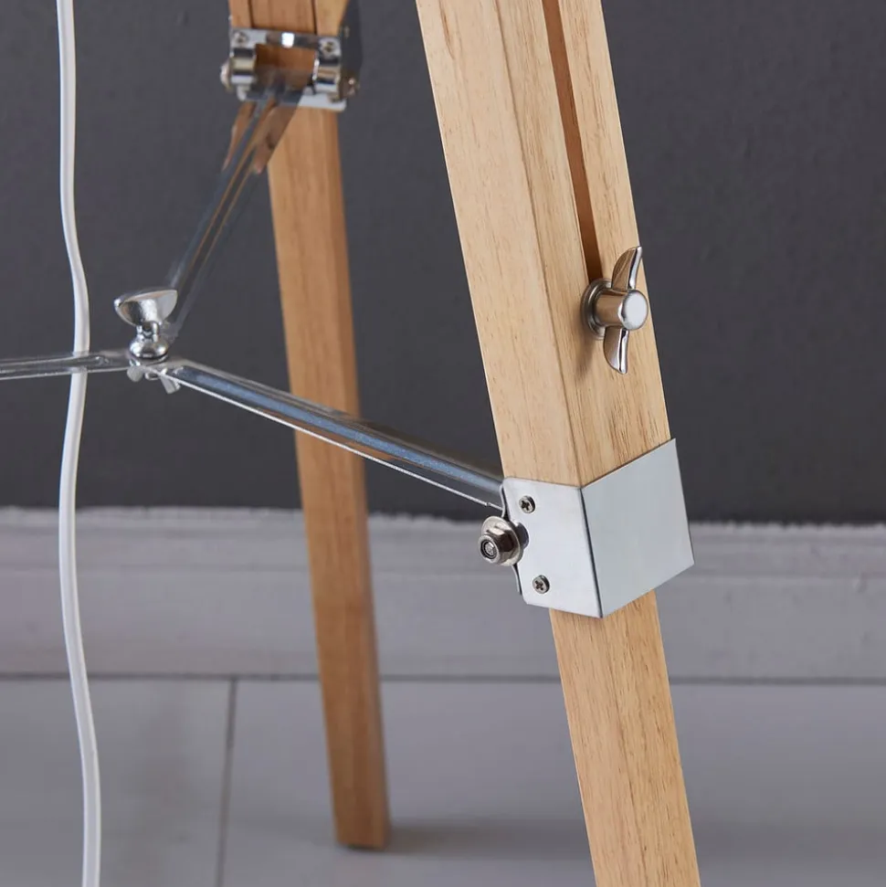 Lindby gulvlampe Katie, 162 cm, hvid, tekstil, træ, stativ