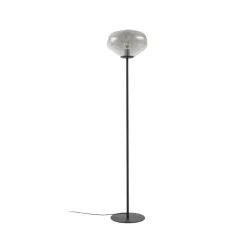 Lindby Gulvlampe Lelia, røggrå, glas, metal, 150 cm