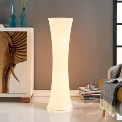 Lindby gulvlampe Liana, højde 123 cm, hvid, tekstil