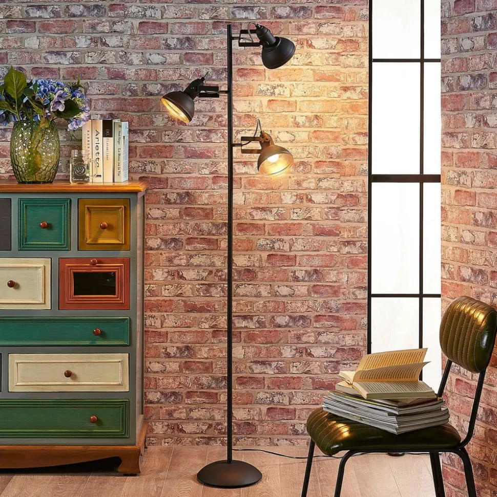 Lindby gulvlampe Lilly, sort, metal, 170 cm, E14