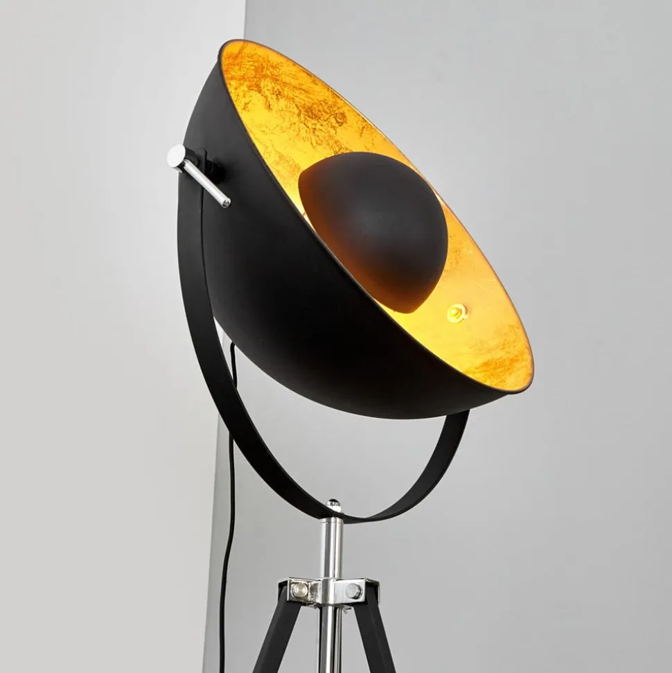 Lindby gulvlampe Mineva. sort/guld, metal, højde 180 cm