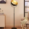 Lindby gulvlampe Muriel, 1 lyskilde, sort/guld, metal