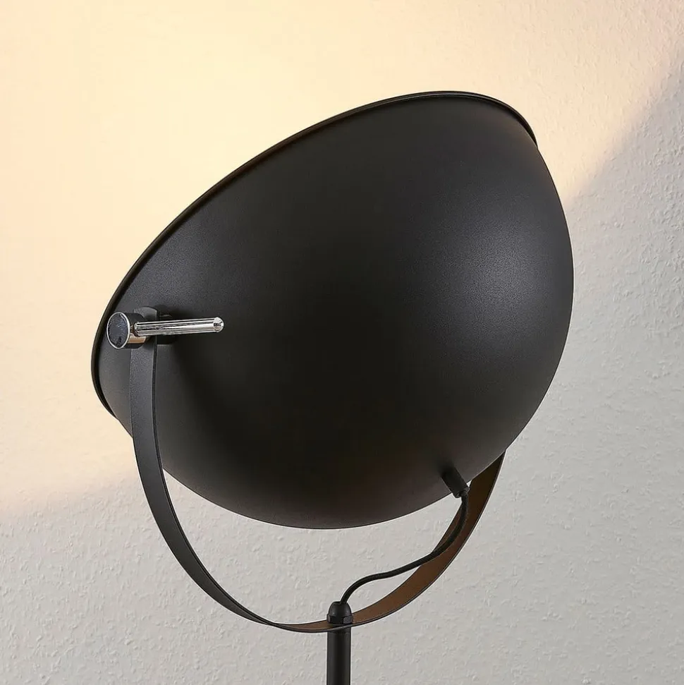 Lindby gulvlampe Muriel, 1 lyskilde, sort/guld, metal