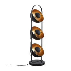 Lindby gulvlampe Muriel, 3 lyskilder, sort/guld, metal