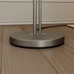 Lindby gulvlampe Nantwin, 175 cm, hvid, nikkel, tekstil