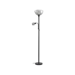 Lindby gulvlampe Nehemia, sort, glas, læselampe, 185 cm