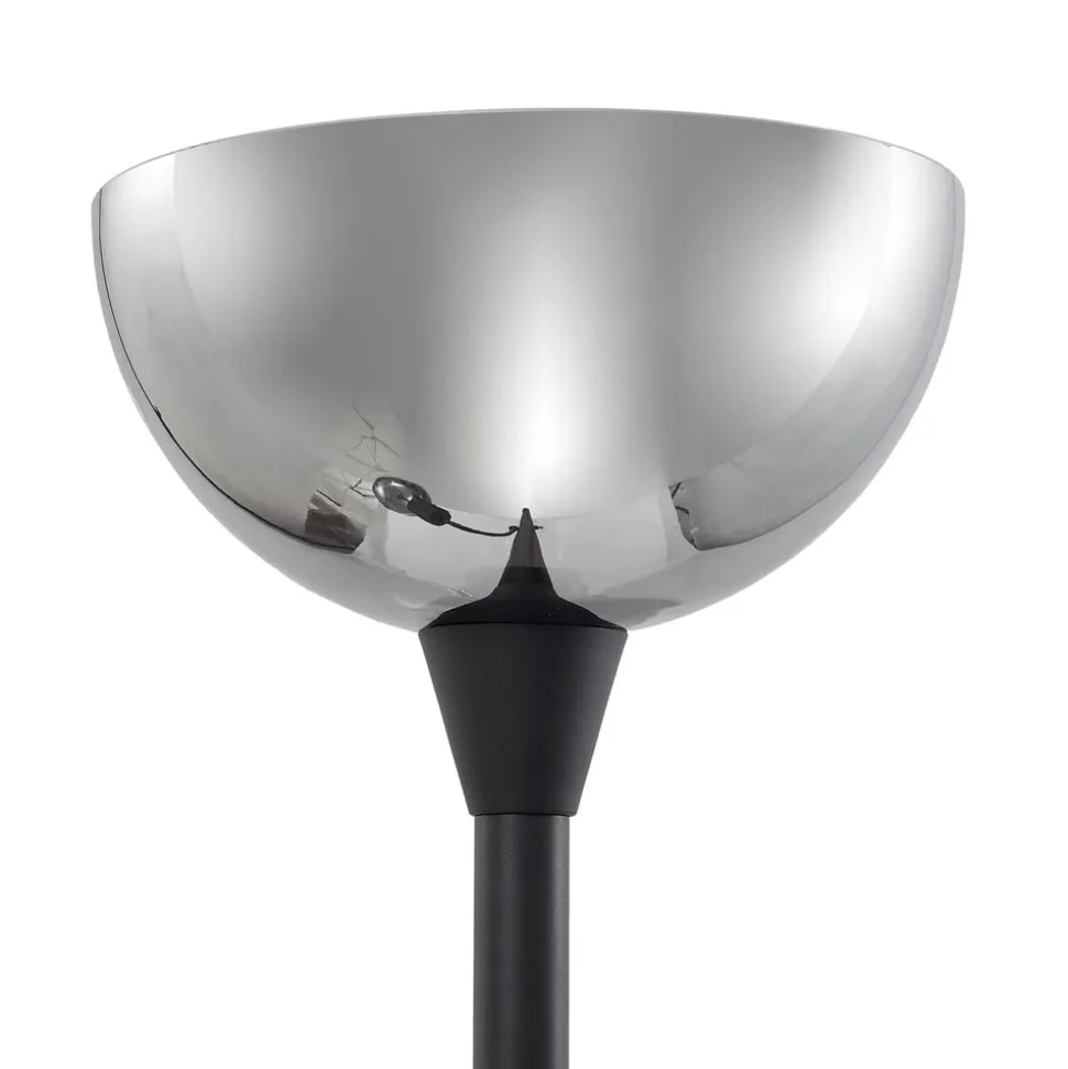 Lindby gulvlampe Nehemia, sort, glas, læselampe, 185 cm