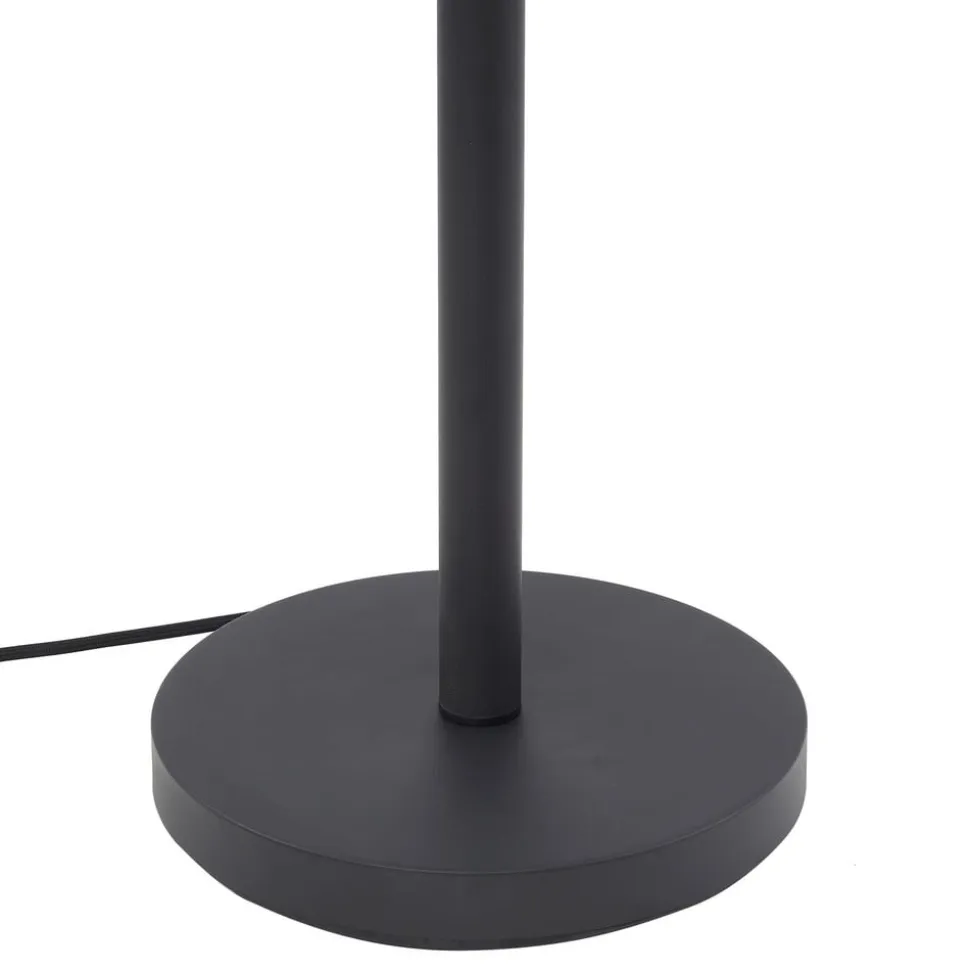 Lindby gulvlampe Nehemia, sort, glas, læselampe, 185 cm