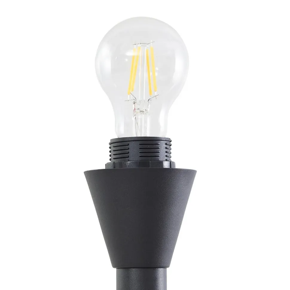 Lindby gulvlampe Nehemia, sort, glas, læselampe, 185 cm