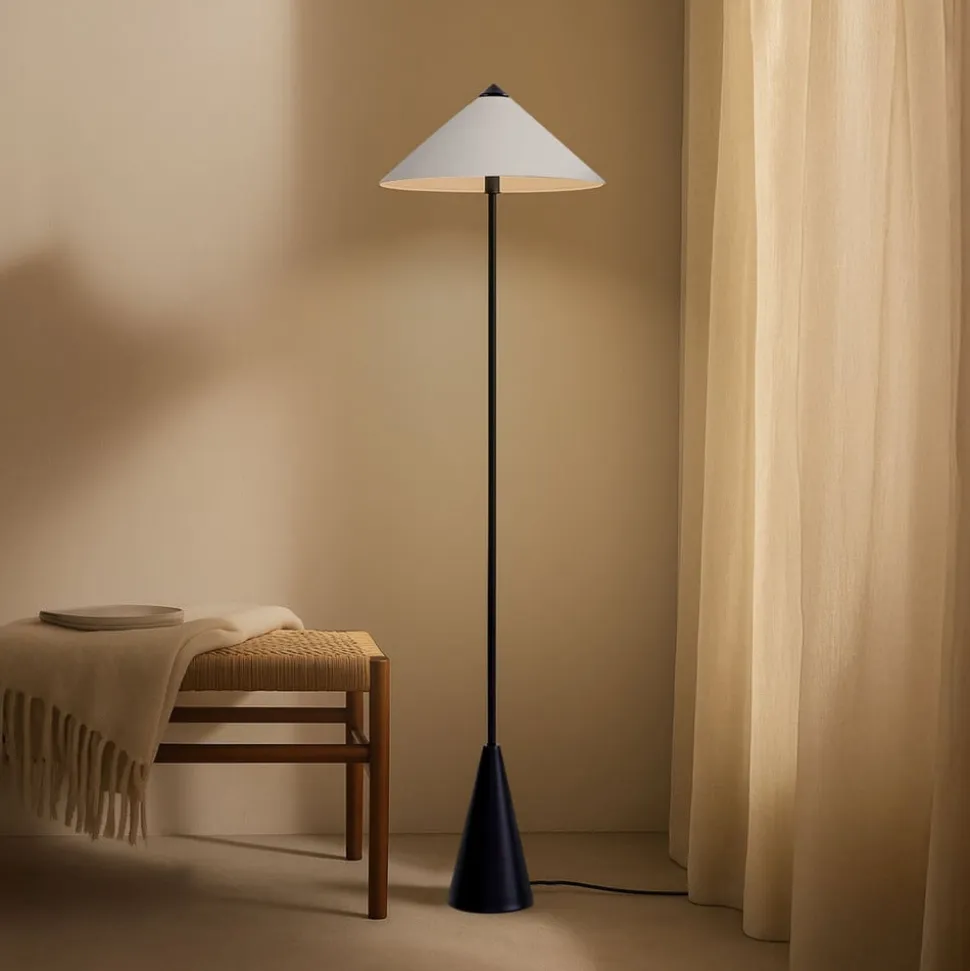 Lindby gulvlampe Norvik, højde 150 cm, sort/grå, metal