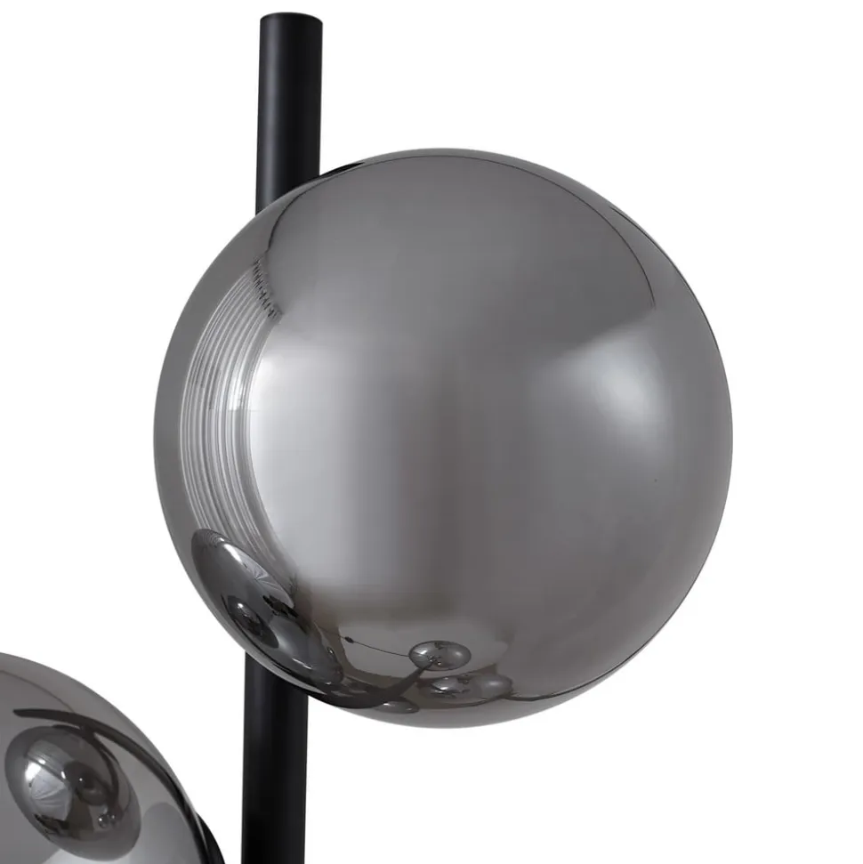 Lindby gulvlampe Orbelia, sort, 5 lyskilder, glas