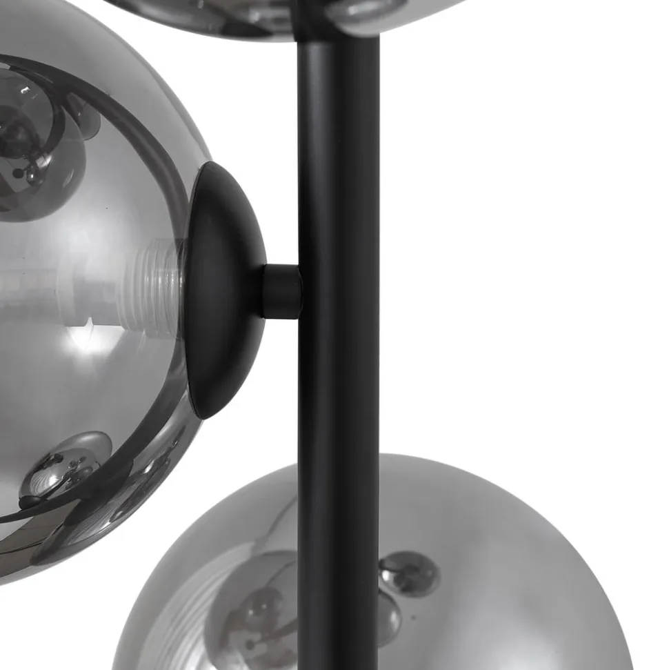 Lindby gulvlampe Orbelia, sort, 5 lyskilder, glas