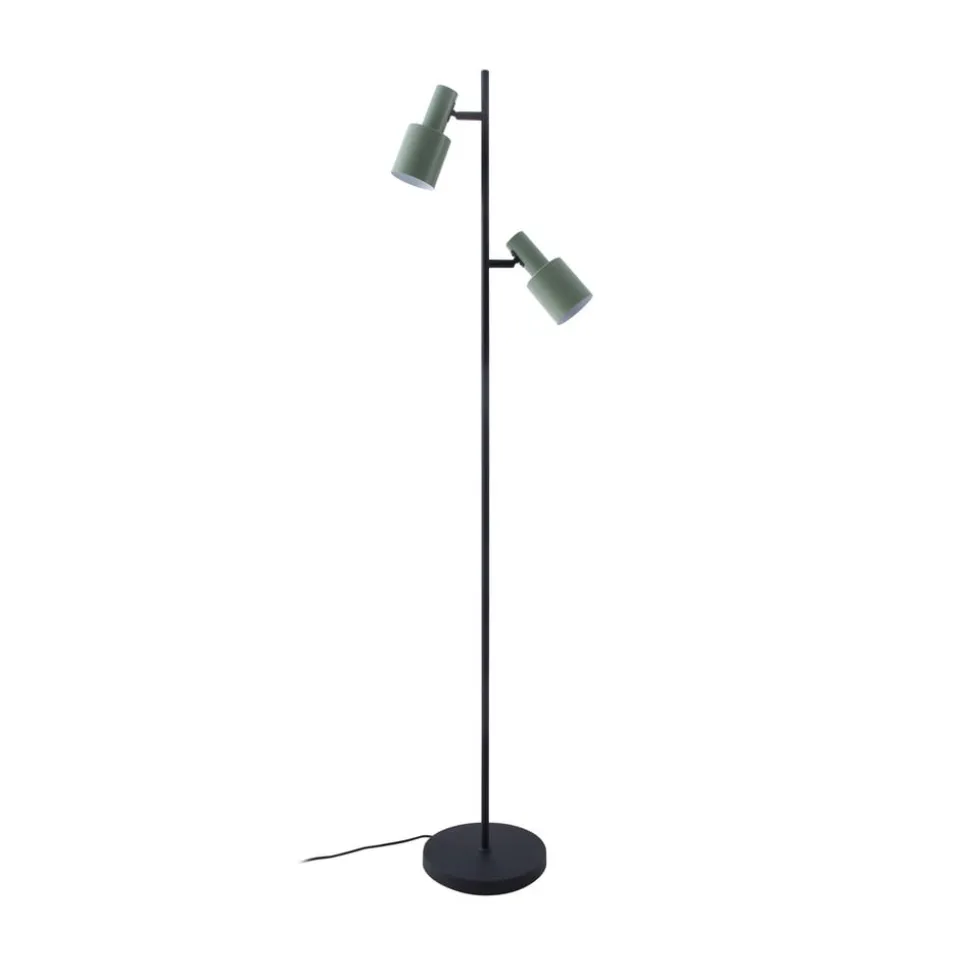 Lindby gulvlampe Ovelia, grøn/sort, metal, E27