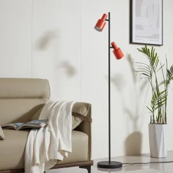 Lindby gulvlampe Ovelia, orange/sort, metal, E27