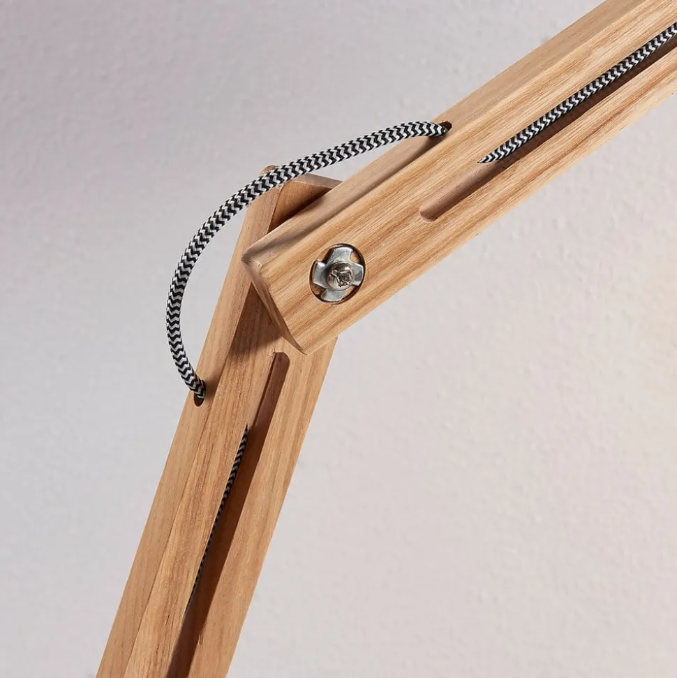 Lindby gulvlampe Shivanja, træ, justerbar, 146 cm, E27
