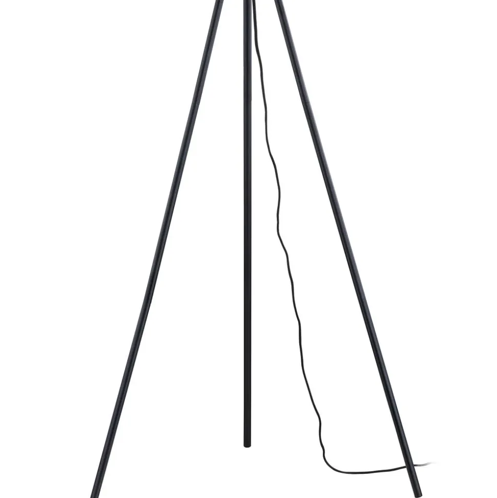 Lindby gulvlampe Tamira, sort, rattan, 143 cm høj, E27