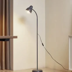 Lindby Gulvlampe Tebbi, grå, metal, højde 150 cm