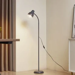 Lindby Gulvlampe Tebbi, grå, metal, højde 150 cm