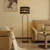 Lindby gulvlampe Tsomo, Ø 40 cm, sort, stof, E27