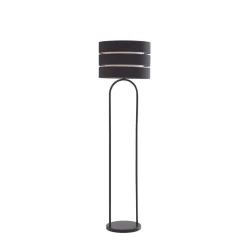 Lindby gulvlampe Tsomo, Ø 40 cm, sort, stof, E27