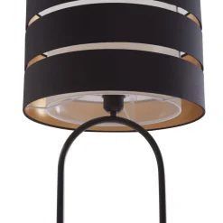 Lindby gulvlampe Tsomo, Ø 40 cm, sort, stof, E27