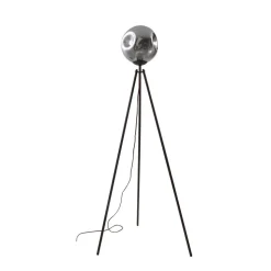 Lindby gulvlampe Valentina, E27, røggrå, glas, 150 cm