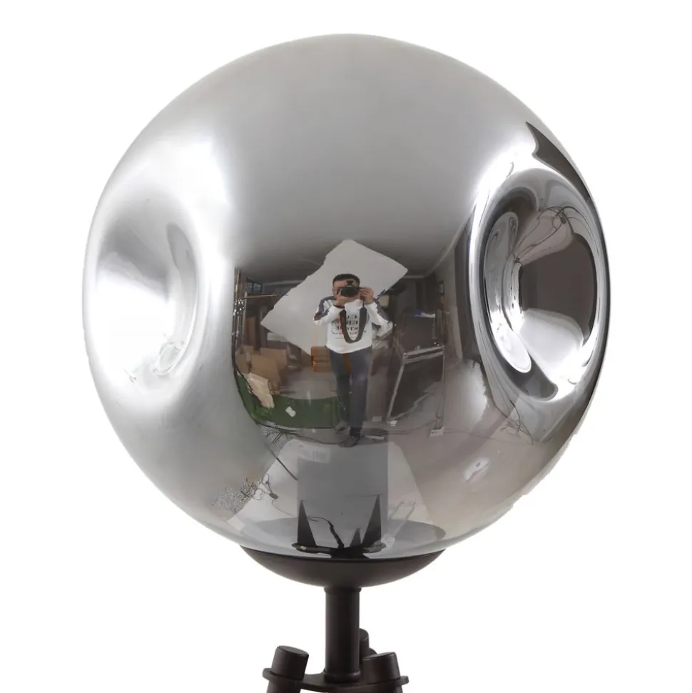 Lindby gulvlampe Valentina, E27, røggrå, glas, 150 cm