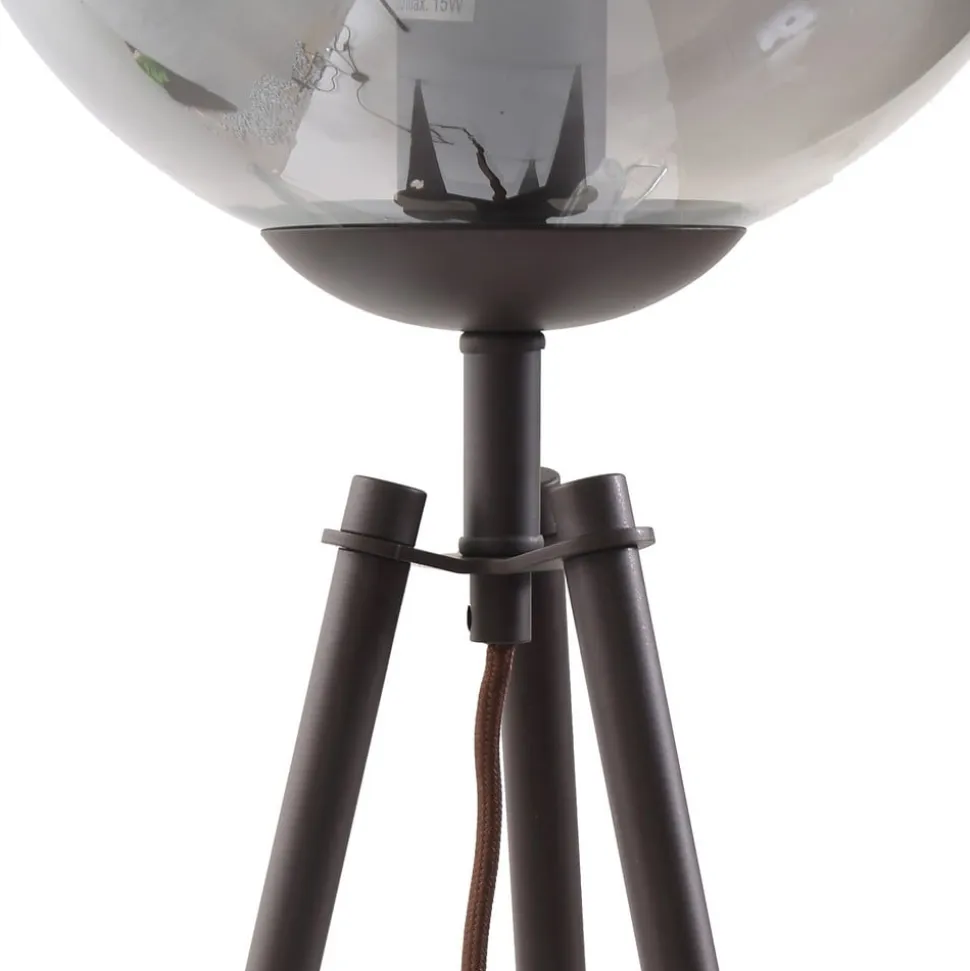 Lindby gulvlampe Valentina, E27, røggrå, glas, 150 cm