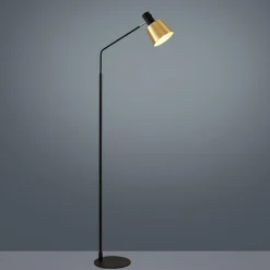 Lindby gulvlampe Vlada, 144 cm, messing, sort, metal
