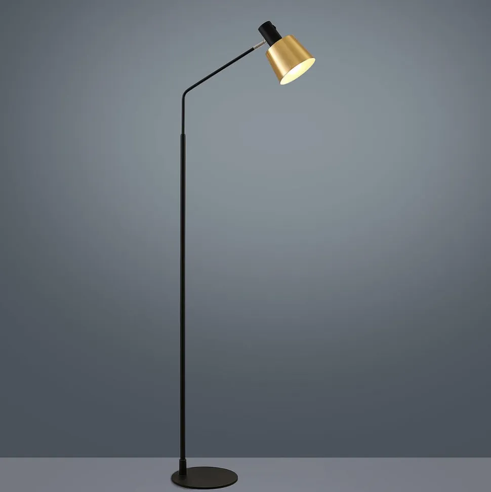 Lindby gulvlampe Vlada, 144 cm, messing, sort, metal