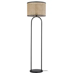 Lindby gulvlampe Yaelle, 146 cm høj, rattan, sort, E27