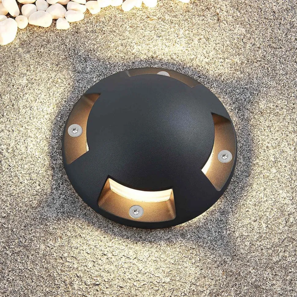 Lindby gulv-spotlight med LED Huban, 15 cm, 4 lyskilder, antracit