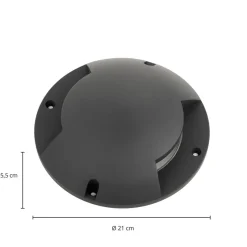 Lindby gulv-spotlight med LED Cormac, 2 lyskilder, Ø 21 cm, IP67