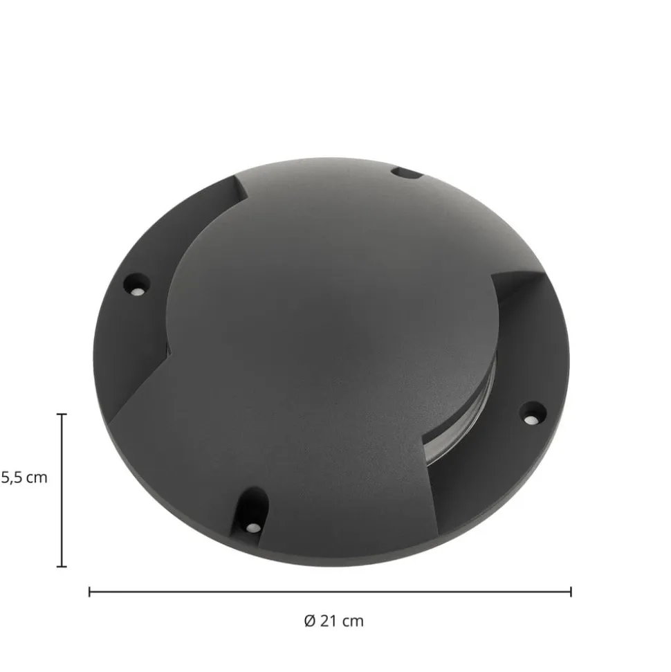 Lindby gulv-spotlight med LED Cormac, 2 lyskilder, Ø 21 cm, IP67