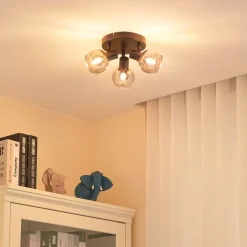 Lindby Hedvig loftlampe, rund, sort, 3 lyskilder.