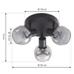 Lindby Hedvig loftlampe, rund, sort, 3 lyskilder.