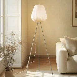 Lindby Helin gulvlampe, beige, tekstil, stativ, 144 cm, E27
