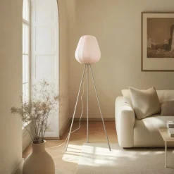 Lindby Helin gulvlampe, beige, tekstil, stativ, 144 cm, E27