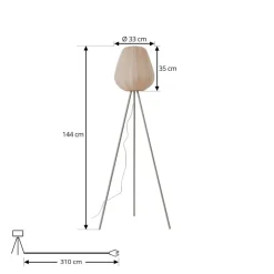 Lindby Helin gulvlampe, beige, tekstil, stativ, 144 cm, E27