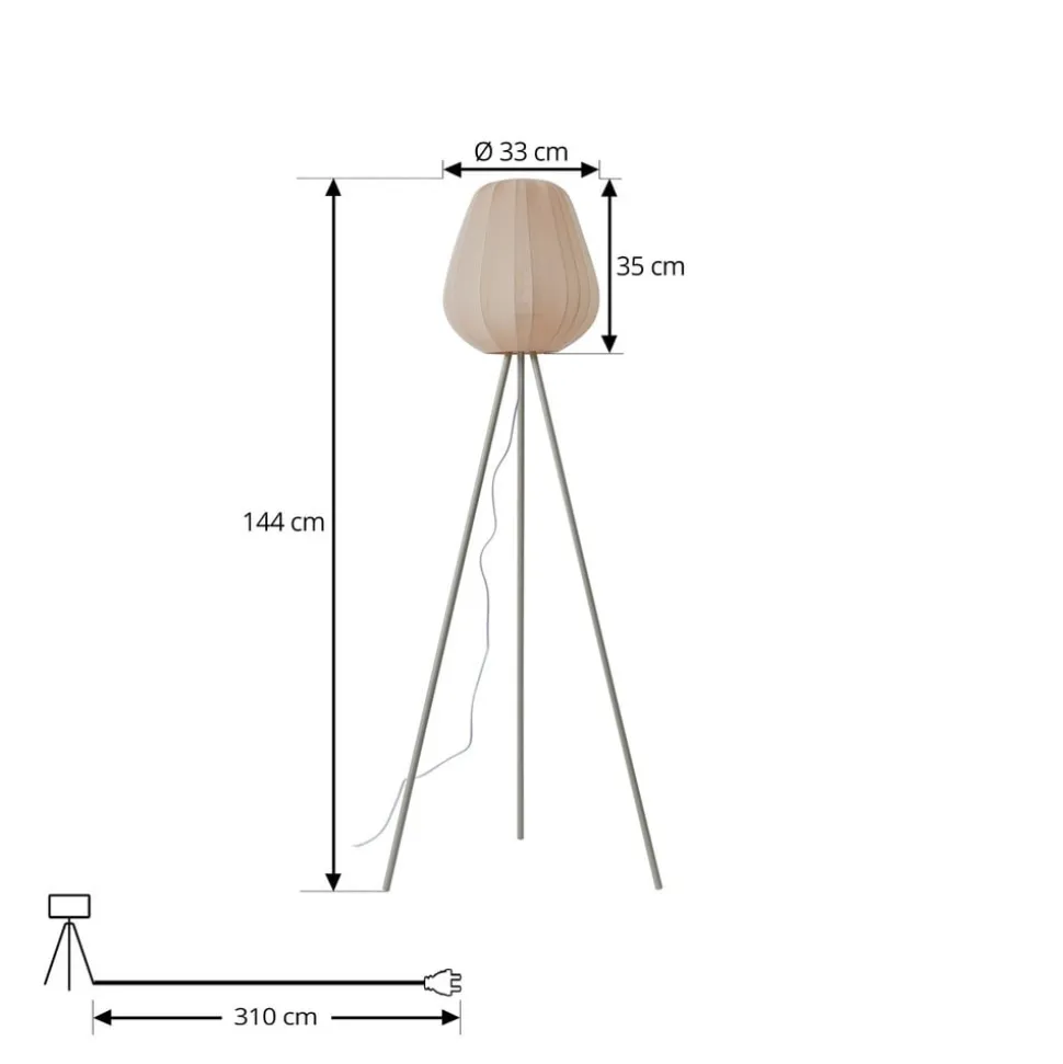 Lindby Helin gulvlampe, beige, tekstil, stativ, 144 cm, E27