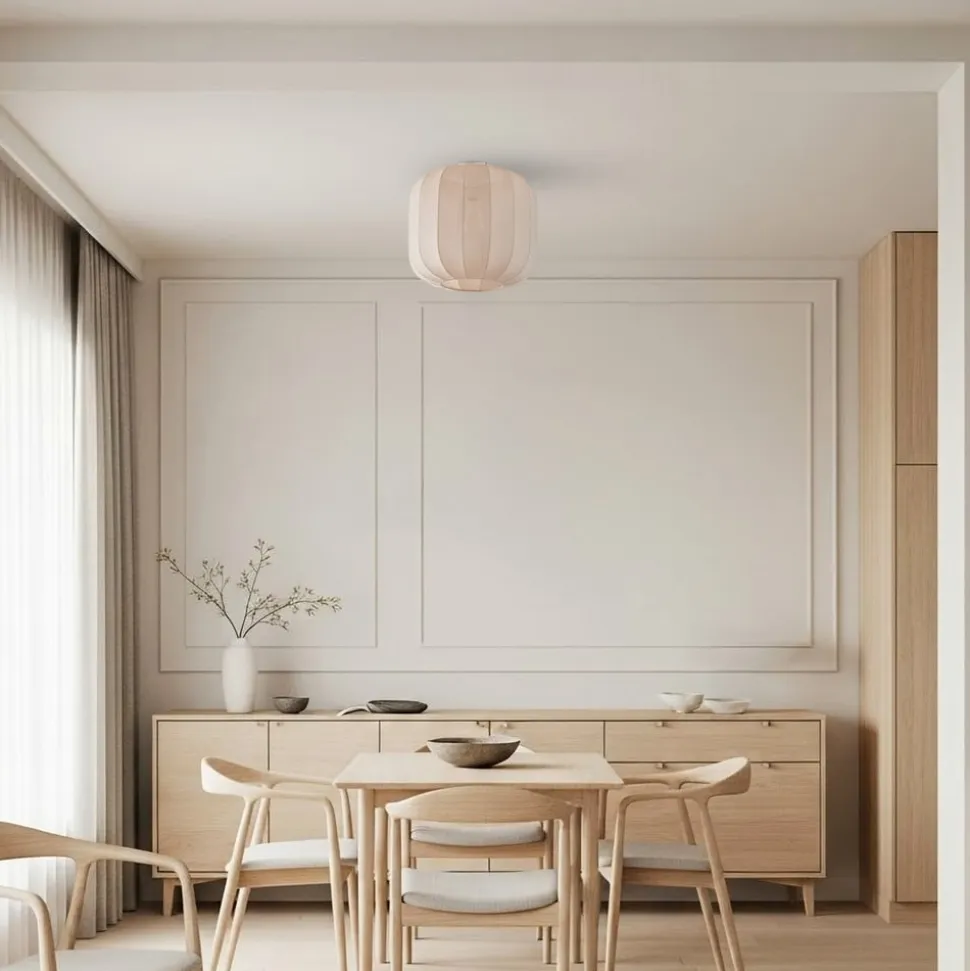 Lindby Helin loftlampe, beige, stof, Ø 35 cm