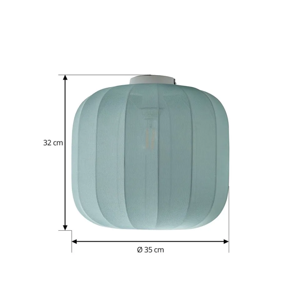 Lindby Helin loftlampe, blå, stof, Ø 35 cm