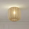 Lindby Helin loftlampe, grå, stof, Ø 35 cm