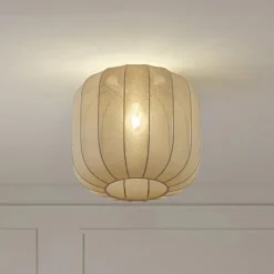 Lindby Helin loftlampe, grå, stof, Ø 35 cm
