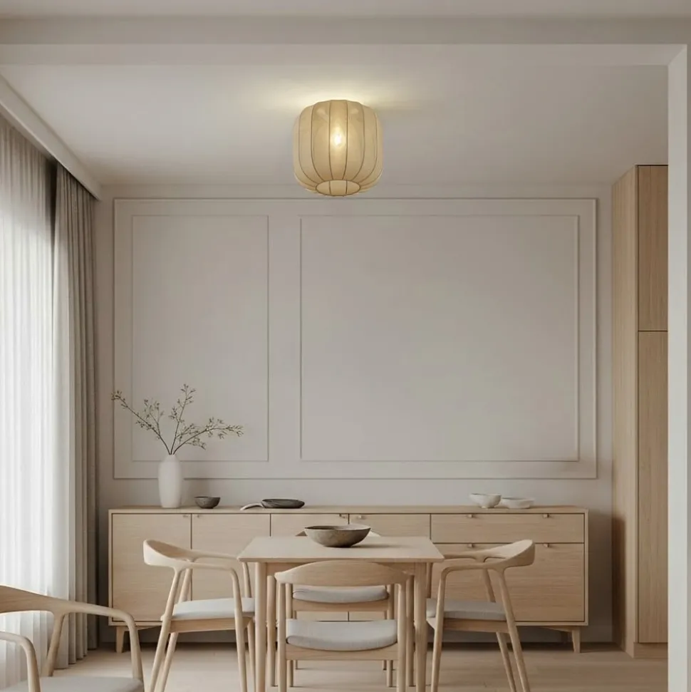 Lindby Helin loftlampe, grå, stof, Ø 35 cm