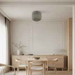 Lindby Helin loftlampe, grå, stof, Ø 35 cm